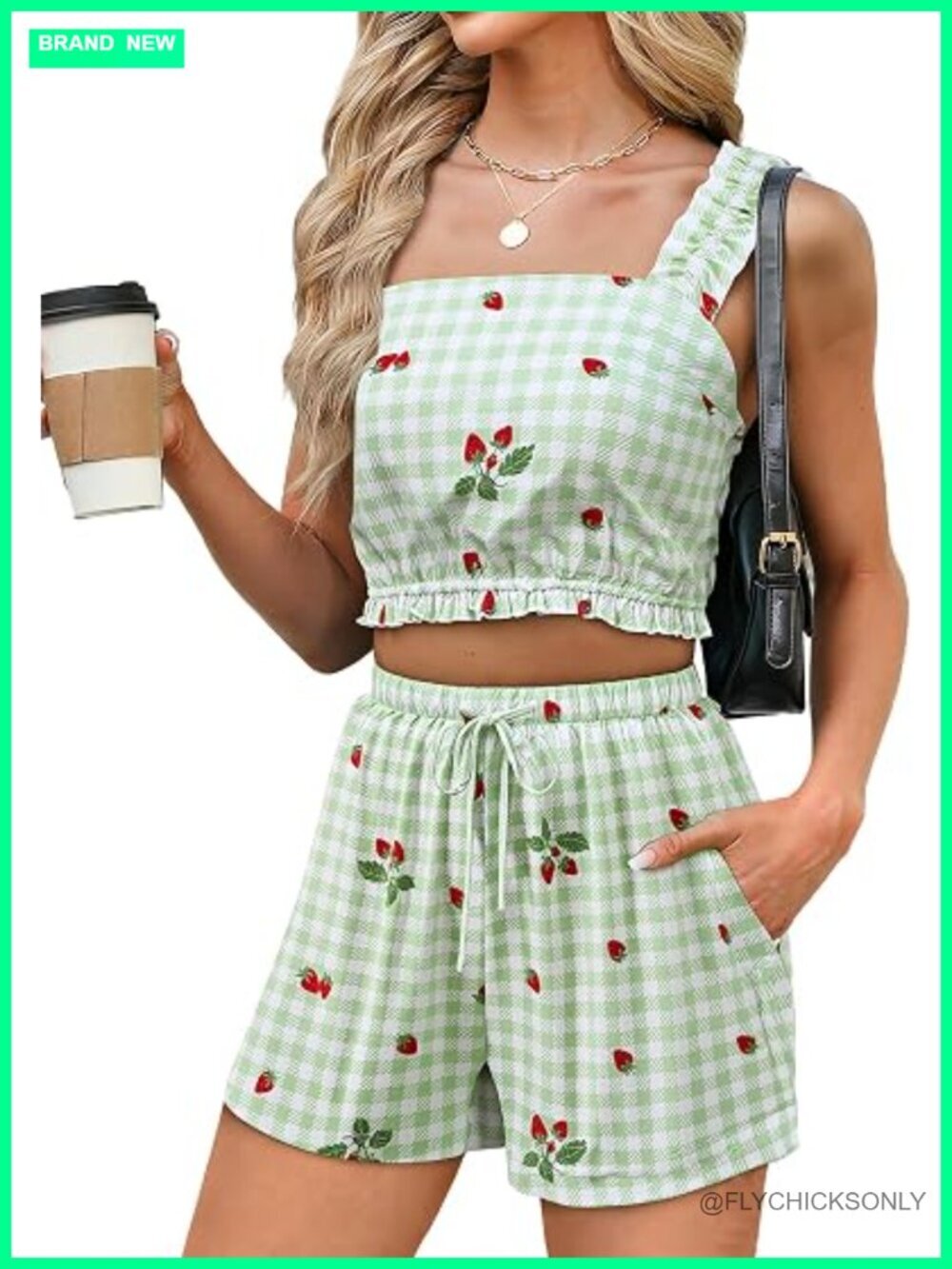 Crop Tank Top and Drawstring Shorts Set with Pockets
